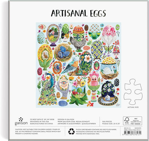 Galison Artisanal Eggs – 500 Piece Puzzle with Bright Artwork of Beautifully Painted Eggs for Adults and Families