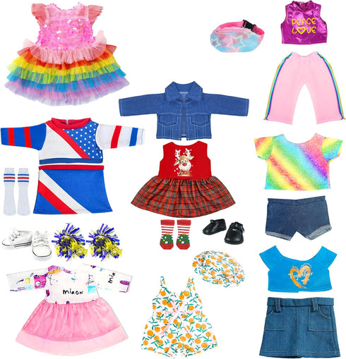 18-inch-Doll-Clothes-Accessories 18 Set ARTST Doll Accessories American Doll Clothing Dress Outfit with Hat Shoes Socks