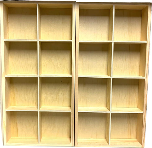 Eledoll Dollhouse Furniture Wood Grid Shelf - 1:6 Scale Doll Furniture for Collectible Miniatures, 2-Pack