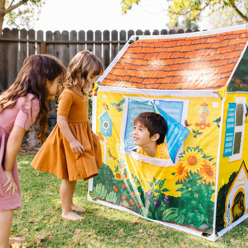 Melissa & Doug Cozy Cottage Fabric Play Tent and Storage Tote - Yellow