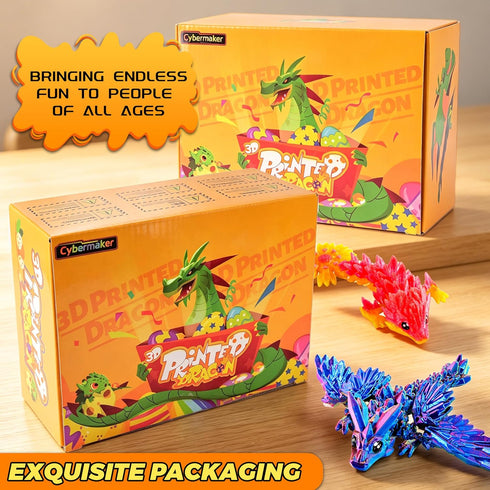 12PCS 3D Set, 4.4"-6" Printed Dragon Easter Basket Gifts for Kids Boys, Articulated Flexible Dragons, Home Office Desk