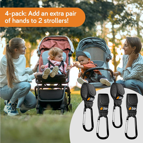 Baby Uma Baby Stroller Hooks for Bags - 4-Pack of Stroller Clips for Diaper Bag, Carry 11 lbs per Stroller Carabiner Clip, Adjustable Stroller Straps, Stroller Bag Hook, Universal Stroller Accessories by Baby Uma