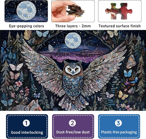 1000 Adults,6 26.6x19.2 Glow-in-The-Dark Owl Puzzles for Adults Pieces, Difficult Challenging Unique Puzzle for Colors