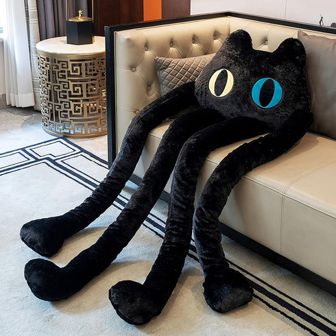 Long Cat Plush Pillow, 39" Cute Black Kawaii Soft Plushies, Big Stuffed Animals Gift for Kids Girlfriend