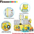 PicassoTiles Magnet Tile Building Blocks, Printed Construction Themed Toy Set with 8 Character Action Figures for Kids