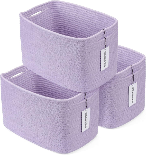 Cotton Rope storage Basket Bins Woven Basket for Organizing Shelves 15X10X9.3" Rectangle