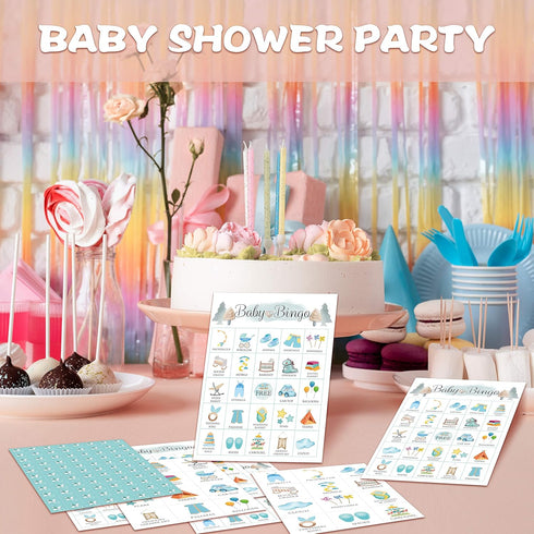Blue Baby Boy Bingo Cards for 24 Players - Gender Reveal Party Games for Family & Friends Activities
