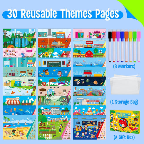 30 32 3, 4, 5, 6 SpriteGru Search & Find Book, Different Themes Pages Activities Book, Montessori Learning Toy