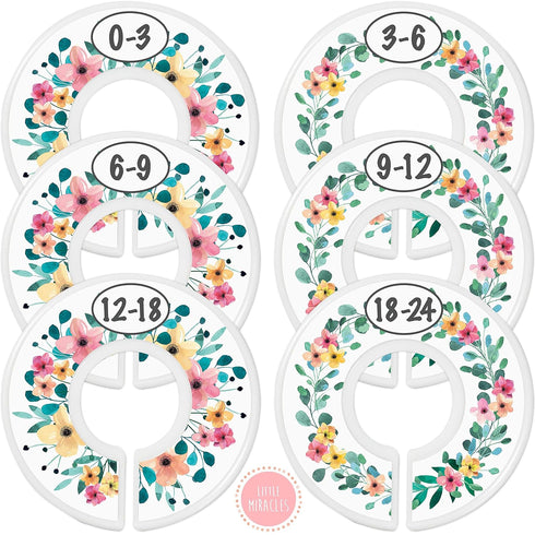 Baby Closet Size Dividers - Rustic Floral Nursery Closet Dividers for Baby Clothes - Month Dividers for Baby Girl