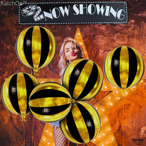 KatchOn Big 22 Inch Black and Gold Balloons, Pack of 6 for New Years Decorations 2025, Disco Party Decor