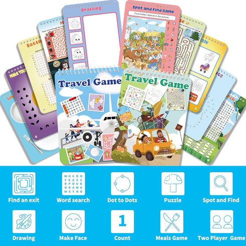 2 Pack 4-8, 8-12,Travel 56 Game,1-2 Elfew Reusable Activity Game for Kids Ages Games Include Different Players,Toy