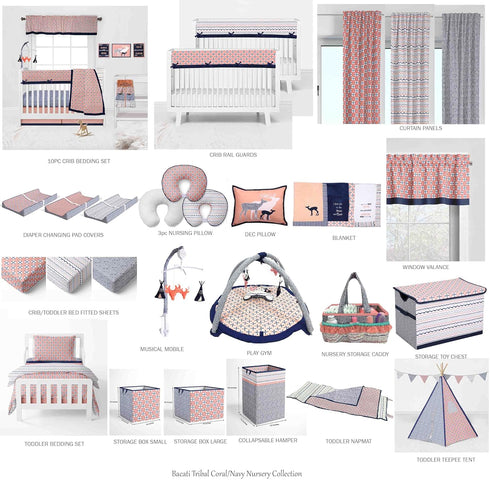 100% 100% 28 52 Cotton Crib Fitted Sheet - Olivia Tribal Solid Coral - Silky Soft Breathable Cotton Percale Baby Sheets