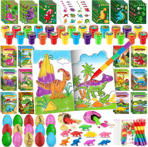BenLouis 84Pcs Dinosaur Party Favors Dino Theme Coloring Books Crayons Sticker Set