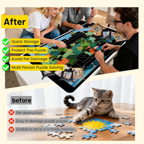 53 35 3000 6 Pohxev Jigsaw Puzzle Mat Roll Up, Saver Pad x Non-Slip Rubber Bottom & Smooth Top Portable Keeper Up