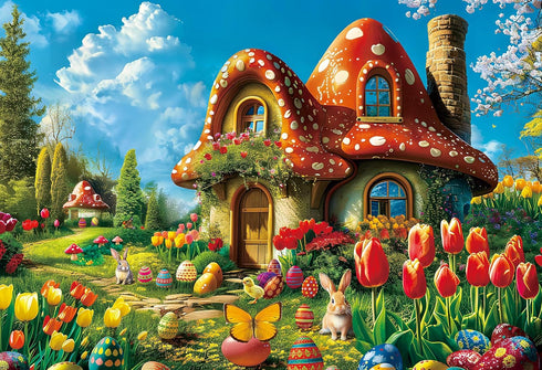 300 Piece Puzzles for Adults Kids - Easter Puzzles - Mushroom House