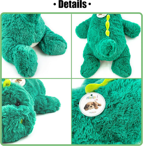16" Green Dinosaur Weighted Stuffed Animal, 2 Pounds Sensory Comfort Plush Toy Gift for Kids & Adults