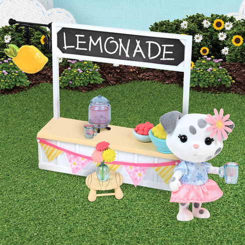 Sweet & Sour Lemonade Stand, Complete Set with Miniature Doll Figure, 9 Pieces, Ages 3+