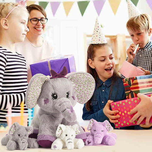 Mommy 13" Set Elephant Stuffed Animal Mom and Baby Plush Toy, Cute Small Soft Mama Family Toys with Mini Little