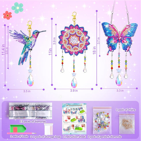 Vinworlf 8-12, 10-12, 3 Home/Garden/Backpack Crafts for Girls Diamond Art Kits for Girls Ages PCS Diamond Art, DIY