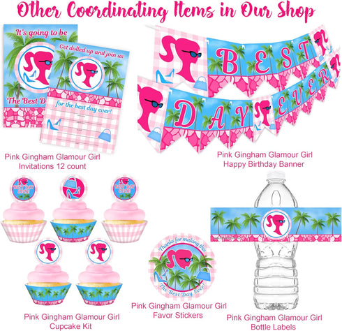 Pajama Glam Slumber Party Banner, Happy Birthday Glamour Girl Pennant Decorations