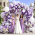 Pastel Purple White Balloon Arch Double Stuffed, Light Lavender Pearl Balloon Garland Kit with Metallic Lilac Silver