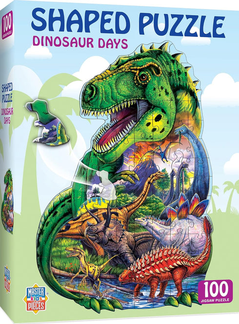 MasterPieces 100 Piece Shaped Jigsaw Puzzle for Kids - Dinosaur Days - 14"x19"