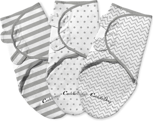 CuddleBug Swaddles for Newborns (3-Pack) - 100% Cotton Velcro Baby Swaddles 0-3