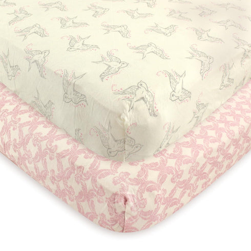 Touched by Nature Unisex Baby and Toddler Organic Cotton Crib Sheet, Bird,