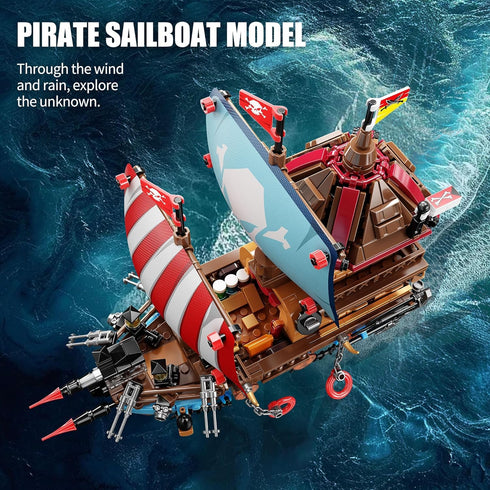 TYCOLE (916 8-12 Pirate Ship Building Kit Pcs) with LED Lights - Standard Brick - Compatible Creative Pirate Toy Model