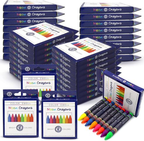 Color Swell Neon Bulk Crayons Packs - 36 Boxes (288 total crayon)