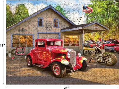 550 RoseArt - American Nostalgia - Hot Rod Flames - Piece Jigsaw Puzzle for Adults