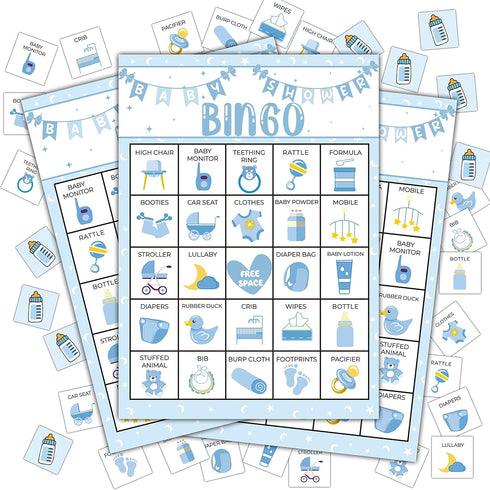 Baby Shower Bingo Cards - Games for Baby Shower, Gender Reveal Party, 24 Players Bingo Game