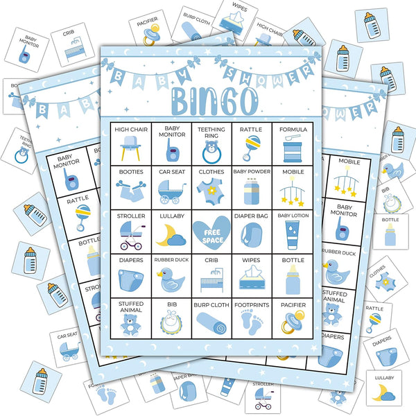 Baby Shower Bingo Cards - Games for Baby Shower, Gender Reveal Party, 24 Players Bingo Game