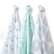 SwaddleDesigns SwaddleLite, Set of 3 Marquisette Swaddle Blankets, Premium Cotton Muslin, SeaCrystal