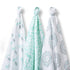 SwaddleDesigns SwaddleLite, Set of 3 Marquisette Swaddle Blankets, Premium Cotton Muslin, SeaCrystal