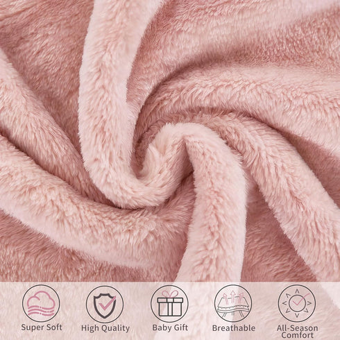 2 Inch Cozy 30x40 Inch Pro Goleem Fleece Baby Blankets for Girls with Satin Trim, Super Soft Plush Receiving Blanket