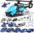 XDUOYJOY Police Helicopter Toy Playset with Vehicles, Fighter Jets, Airplane, SWAT Truck