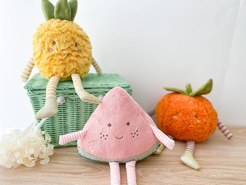 MON AMI Premium Clementine Soft Stuffed Plush Toy – 10”, Handcrafted Squishable Fruit Doll with Whimsical Face for