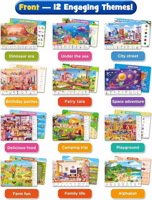 Preschool Learning Activity - Search and Find Book, Reusable Education Toys, Travel Game for Kids Ages 3-6