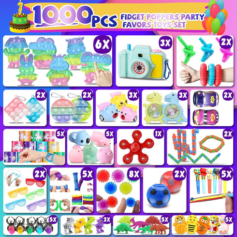 1000+ PCS Fidget Toys Pack for Kids, Party Favors, Christmas Stocking Stuffers, Birthday Gift, Treasure Box, Goodie Bag