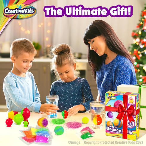 25 5 43 Creative Kids Magic Bouncy Balls - DIY STEM Toys - Science Kit for Kids - Multicolor Bags & Molds Makes Up