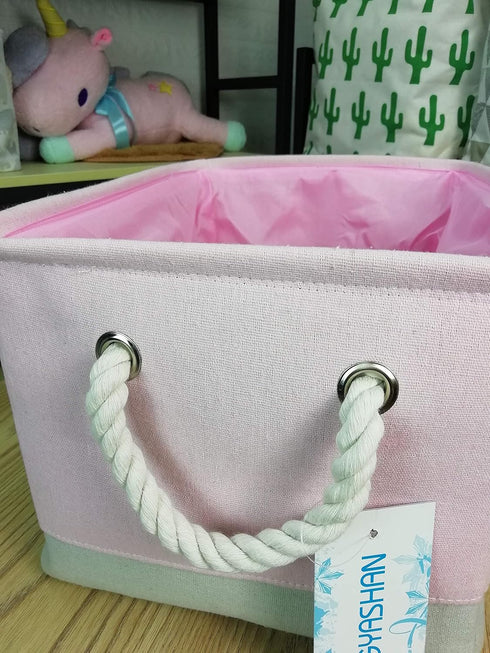LANGYASHAN Rectangular Canvas Storage Bin with Handles for Organizing Home Kitchen Toys Office Closet Shelf (Girl)