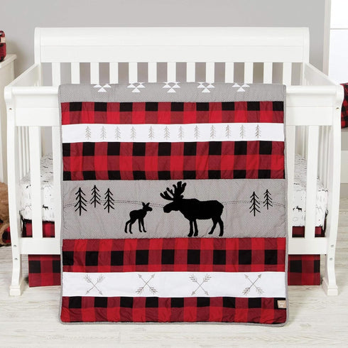 Trend Lab Lumberjack Moose 3 Piece Crib Bedding Set, Gender-Neutral Color Palette,