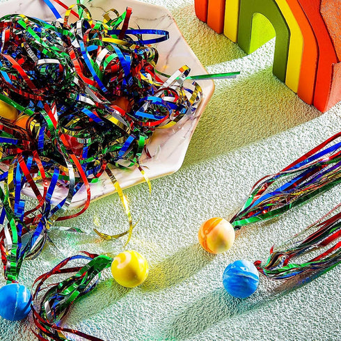 Hungdao Comet Balls - Large Rubber Bouncy Balls with Colorful Streamers, 30 Pcs Party Favors for Kids