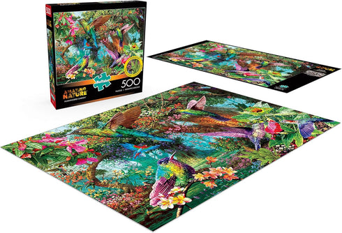 Buffalo Games - Hummingbird Garden - 500 Piece Jigsaw Puzzle with Hidden Images, Green