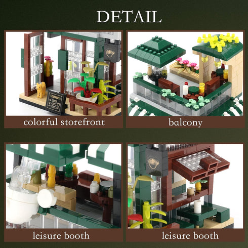 Street View Mini Building Block Coffee Shop Kit, Educational Creative Toys for Boys and Girls, 1025 PCS