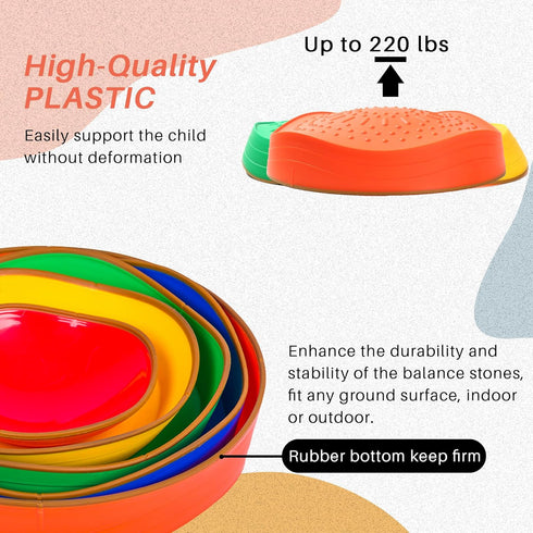 Balance Stepping Stones for Kids - 5 Durable Sensory Toys for Toddlers' Coordination & Gross Motor Skills, Outdoor Play