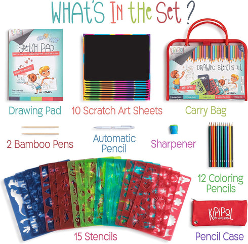 63 4-8 8-12 Set- 15 260+ Kipipol Pcs Drawing Stencils for Kids Ages - and Up - Arts and Crafts for Girls and Boys