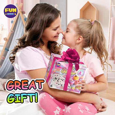 4 LB Milky Butter Slime Bucket Gift for Girls, FunKidz 64 FL OZ Soft White Scented Slime Kit with 29 Add-Ins for Kids