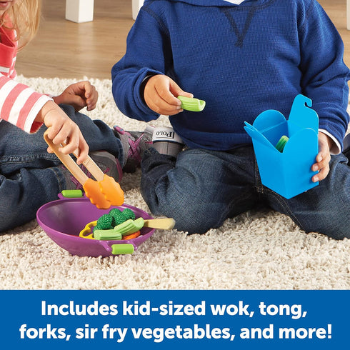 Set, 17 Set, 18 Learning Resources New Sprouts Stir Fry Play Food Toy Wok, Pretend Play Toys for Toddlers, Kitchen